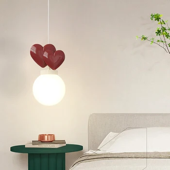 Креативный подвесной светильник принцессы для детской комнаты, прикроватный подвесной светильник в форме сердца, Потолочная люстра E27, светильники для дома в помещении