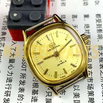 Золотой циферблат Китай Тяньцзинь 19 драгоценных камней Чайка Ручные механические часы Женские часы