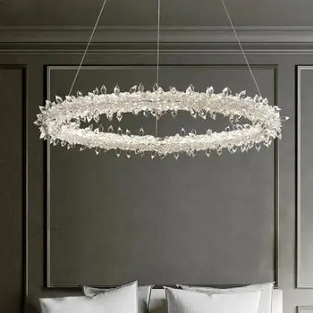 Подвесная лампа для гостиной с люстрой, светодиодные светильники, Постмодернистские Роскошные кристаллы K9, Подвесные светильники в стиле арт-деко, Круглая гостиная