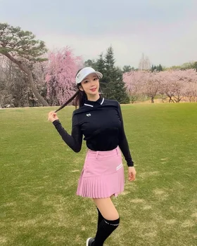 Женский летний топ для гольфа, новый женский солнцезащитный крем, футболка с длинным рукавом из ледяного шелка, толстовка для гольфа, шляпа