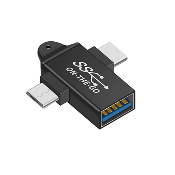 Конвертер JABS USB C в USB 3.0 OTG, адаптер USB 2 в 1 Type C Micro-OTG