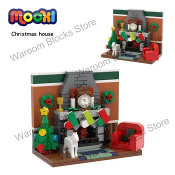 MOC4102 Рождественский вид на улицу, кирпичная фигурка Санта-Клауса, строительные блоки, игрушки для детей, подарки для друзей, архитектура
