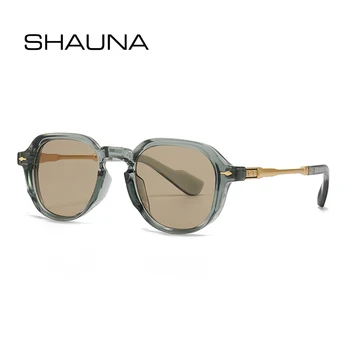 Солнцезащитные очки SHAUNA в стиле ретро овальной формы, женские заклепки градиентных оттенков UV400