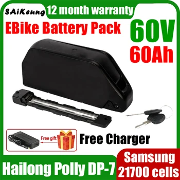 Аккумулятор для велосипеда 60V Hailong Bafang Battery Hihg мощностью 25ah 500W 30ah 800W 40ah 1500W 50ah 2000W 60ah 3000W 21700 литиевых батарей