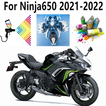 Для Ninja650 2021-2022 Кузов капот Подходит Ninja 650 Индивидуальная печать Зеленый Классический принт Черный Полный комплект обтекателя