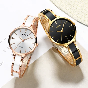 Новые роскошные женские часы NIBOSI с бриллиантами, модный бренд с керамическим браслетом, водонепроницаемые кварцевые часы Relogio Feminino