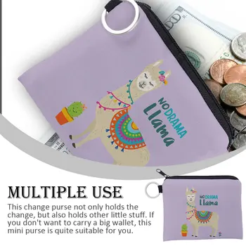 Кошелек для мелочи, мини-кошелек для хранения карт, фиолетовые переносные чехлы на молнии, принты из альпаки, полиэстера, чехлы для ключей, кошельки для монет