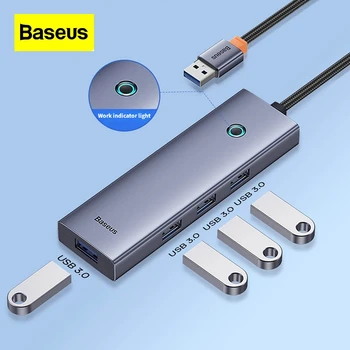 Baseus USB 3.0 Концентратор Typec Док-станция 4-в-1 для ПК, ноутбуков, мобильных телефонов, многоинтерфейсный сетевой кабельный конвертер