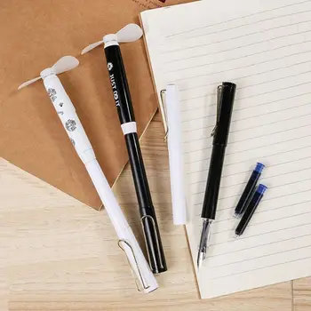 Свежая Ручка с Веером Милые Креативные Канцелярские Принадлежности Корейское Студенческое Общежитие Черная Ручка Для Подписи Лето