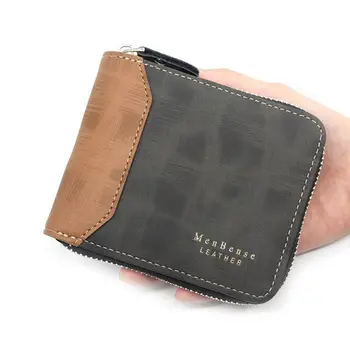 Кожаный бумажник на молнии Мобильные телефоны Тонкий двойной карманный кошелек из натуральной кожи Большой емкости Держатель для кредитных карт Для мужчин