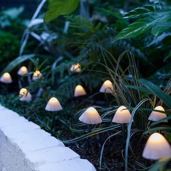 Светодиодные уличные солнечные грибовидные фонари, водонепроницаемая пейзажная Рождественская гирлянда, сказочный струнный светильник для украшения двора, газона, патио во дворе