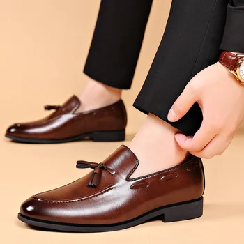 Мужские модельные туфли в дизайнерском стиле, Совершенно новая деловая повседневная обувь, кожаные туфли без застежки, большие размеры для мужчин, обувь для свадебной вечеринки
