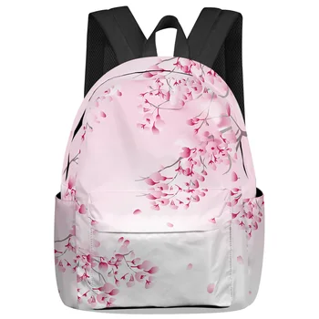 Рюкзаки с текстурой Сакуры в японском стиле, Изготовленные на заказ Студенческие Школьные сумки, Рюкзак для ноутбука, Мужские Женские Дорожные сумки Mochila