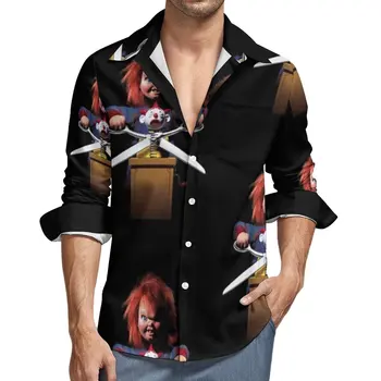 Рубашка Чаки из фильма ужасов на Хэллоуин, повседневные рубашки с длинным рукавом, стильные блузки на заказ, весенняя винтажная одежда большого размера