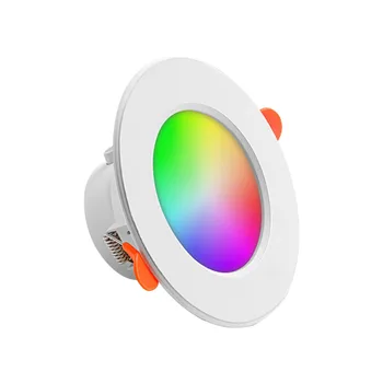 Встраиваемый круглый светильник Tuya, совместимый с Bluetooth, светодиодный цветной точечный светильник, управление с мобильного телефона, легкий для Alexa Google Home