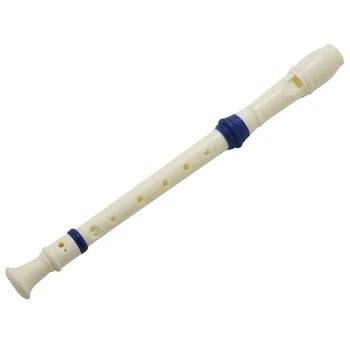 10X Студенческий Пластиковый Флейта для записи Сопрано с 8 отверстиями Бежево-Синий + Палочка для чистки