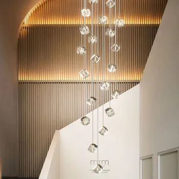 Современная хрустальная светодиодная люстра для лестницы, роскошный светильник Cristal для длинных лестниц в помещении, простой креативный Большой подвесной светильник