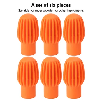 6ШТ Бесшумных практических насадок для голени, Силиконовый демпфер для беззвучного барабана, защита барабанной палочки, крышка головки для замены, оранжевый