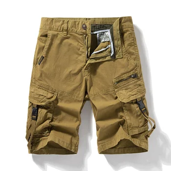Мужские шорты-карго 2023, Летние повседневные короткие брюки, однотонные брюки длиной до колен, мужская верхняя одежда, уличная одежда, свободные