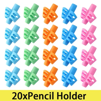 20 штук детских карандашей для письма, держатель для ручки, обучающая практика для детей, силиконовая ручка для захвата, устройство для коррекции осанки для студентов