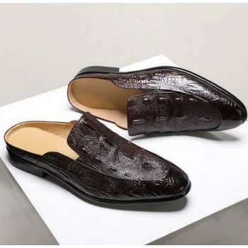 Новые коричневые мужские тапочки, мужская обувь в британском стиле, Черный Размер 38-46, Ручная работа, Бесплатная доставка, Zapatillas De Casa Verano Hombre