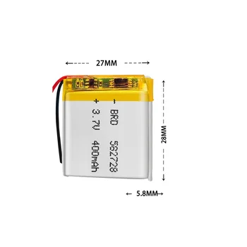 582728 400 мАч 3,7 В Li-po Перезаряжаемая литий-полимерная батарея для MP3 MP4 GPS Игрушка Bluetooth Гарнитура Динамик Смарт-часы Светодиодная лампа