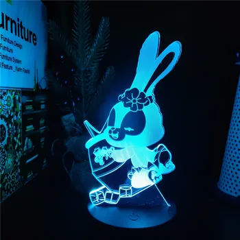 3D Лампа из Мультфильма Диснея, Аниме Stellalou Rabbit, Светодиодный Иллюзионный Ночник для детской Спальни, Настольная лампа, Подарок Каваи на День Рождения