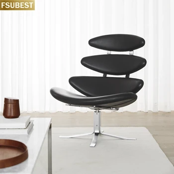 FSUBEST Скандинавские стулья для гостиной Дизайнерское кресло для отдыха из нержавеющей стали с мебельным шезлонгом Corona и оттоманкой