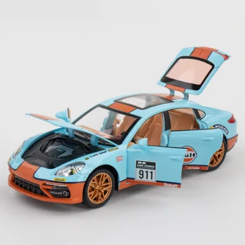 1: 24 Моделирование спортивного автомобиля Porsche Panamera, Отлитая под давлением модель автомобиля из металлического сплава, Коллекция звуковых и световых сигналов, Откидывающаяся назад, Подарки для детей