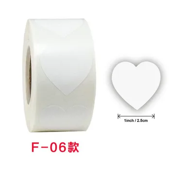 500 стикеров/рулон 2,5 см пустая белая круглая самоклеящаяся наклейка белое сердце уплотнительные этикетки