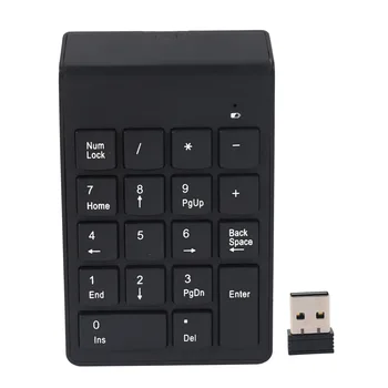 Цифровая клавиатура, 18 беспроводных USB-клавиатур с цифровой клавиатурой с цифровым приемником Mini USB 2.4G для ноутбука, настольного ПК, ноутбука - черный