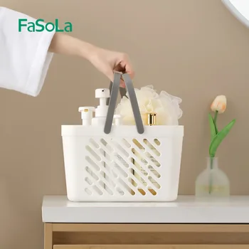 Переносная корзина для ванной комнаты Fasola, корзина для хранения туалетных принадлежностей, пластиковая коробка для хранения студенческой ванны