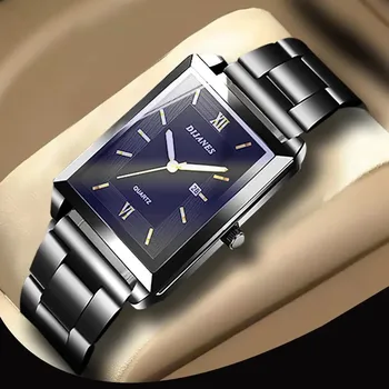 2023 года, роскошные мужские часы от ведущего бренда, модные кварцевые наручные часы, Квадратные Золотые Деловые часы из нержавеющей стали Relogio Masculino