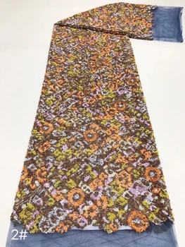 Новейшая африканская кружевная ткань 2023 года, высококачественное бархатное кружево с блестками, кружевная ткань из нигерийской вуали для свадебного платья