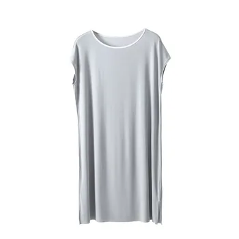 Пижама Женская Удобная одежда для отдыха Оверсайз, повседневное платье для сна в мелкую рубчатую полоску с коротким рукавом