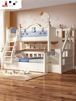 Верхняя и нижняя кровати для детей из массива дерева, Двухъярусная кровать, многофункциональная высокая и низкая кровать, кровать матери, верхняя и нижняя кровати для родителей и детей