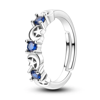 Роскошное кольцо из стерлингового серебра 925 пробы со звездой и Луной, Ночное кольцо для женщин, Pave CZ, изысканные Модные украшения на годовщину помолвки, подарки