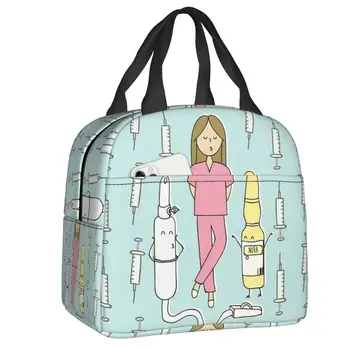 Мультяшная женская сумка для ланча с принтом медсестры Доктора Для мужчин И женщин, теплый кулер, изолированный Ланч-бокс для школы, работы, пикника, сумки-тоут