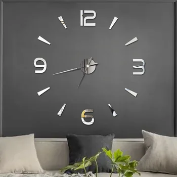 DIY 3D Акриловая зеркальная наклейка на настенные часы Модный дизайн с профессиональным часовым механизмом для украшения помещений, домашнего кафе, офиса