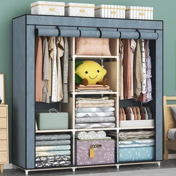 Простой шкаф для одежды Бытовая Вешалка для спальни В сборе Шкаф для одежды Простой тканевый шкаф для одежды