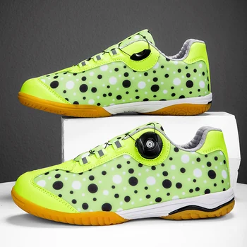 2023 Горячая обувь для настольного тенниса унисекс Сине-зеленая Обувь для бадминтона Мужская Женская Спортивная обувь с быстрой шнуровкой Для пар, пригодная для носки Спортивная обувь