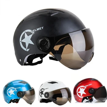 Модный мотоциклетный шлем Для верховой езды, Защитный шлем с защитой от ультрафиолета, Дышащий Солнцезащитный крем, Регулируемый шлем с полуоткрытым лицом