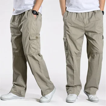 Мужские тактические штаны-шаровары 2024, Новые хлопковые свободные брюки-карго, большие размеры, удобные брюки для бега трусцой, повседневные брюки 6XL