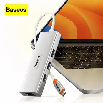 Baseus Маленькая Портативная Многофункциональная Док-станция Type-C для Офисных ПК 4в1 С Высокоскоростной Передачей Данных USB 3.0 Док-станция