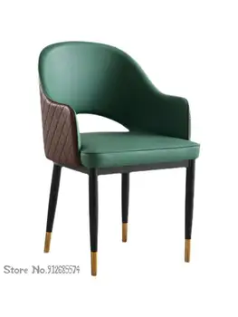 Легкое роскошное обеденное кресло с подлокотником из натуральной кожи, современное минималистичное дизайнерское модельное кресло для комнаты, повседневные распродажи