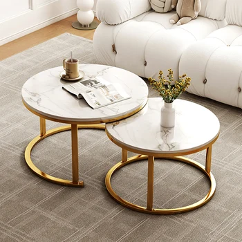 Мраморный сервиз для чайного столика в скандинавском стиле для гостиной, роскошный круглый журнальный столик, современный диван, приставной столик, стеллаж для хранения, Мебель для обеденного стола