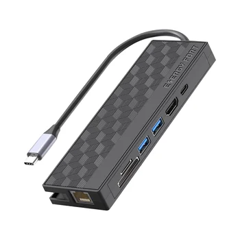 7в1 USB 3,0 Док-Станция USB C Концентратор 5Gpbs Высокоскоростной 1000 Мбит/с Ethernet RJ45 Гигабитный 4K OTG Адаптер Разветвитель для Ноутбука