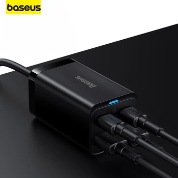 Baseus GaN 3Pro 65 Вт Настольное Зарядное Устройство Plug Board Quick Charge 4.0 QC 3.0 PD USB-C Type C USB Быстрая Зарядка для Macbook iPhone