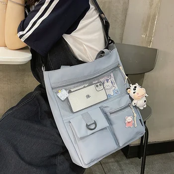 2023 Новая Большая сумка для милой девушки, корейская сумка для студентов, наклонная сумка через плечо, нейлоновая водонепроницаемая сумка Tide