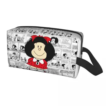 Изготовленная на заказ дорожная косметичка Mafalda с героями мультфильмов Quino Comics, женский органайзер для косметики, дамский набор для хранения косметики